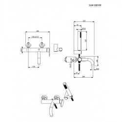 Μπαταρία Λουτρού Armando Vicario Slim Bronze Antique Brass 500100-221 Μπρονζέ με Tηλέφωνο Anticalcare, Επίτοιχο Στήριγμα Τηλεφώνου και Άθραυστο Σπιράλ 1,5m